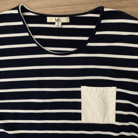 Navy Striped Dress 3/4 Length Sleeves - Picture 2 of 3